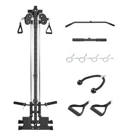 LAT Pull Down Machine, 3-in-1 Row Cable Machine, Cable Machines Home Gym with 18-Level Height Adjustment, Wall-Mount Design