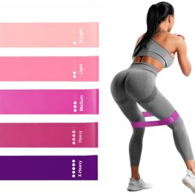 Resistance Bands Loop Set Of 5 Exercise Strength Workout Fitness Yoga Booty Band (Option: 5Pcs)