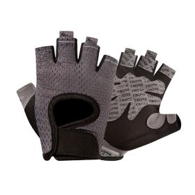 Gloves Women Weight Lifting Yoga Breathable Half Finger Anti-Slip Pad Bicycle Cycling Glove Sport Exercise Equipment (Color: dark gray, size: L)
