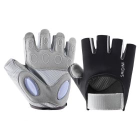1 Pair Training Gloves Non-slip Fingerless Palm Protector Unisex Sweat-wicking Riding Gloves for Outdoor Sports (Color: BLACK, size: M)