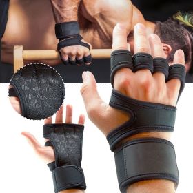 Gloves 1 Pair Unisex Weightlifting Training Gloves Fitness Sports Body Building Gymnastics Gym Hand Wrist Palm Protector Gloves (Color: Red, size: L)