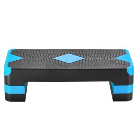 Aerobic Exercise Step Platform, 28-Inch Workout Aerobic Stepper, Height Adjustable Fitness Training Step Deck Trainer with 4 Risers (Color: Blue)