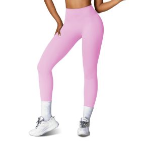 Women's High Waist Workout Leggings Tummy Control Compression Yoga Tight Pants Gym Pants Athletic Running Leggings with 25In Inseam No Front Seam (Color: 2PcPink+1PcBlack, size: M)