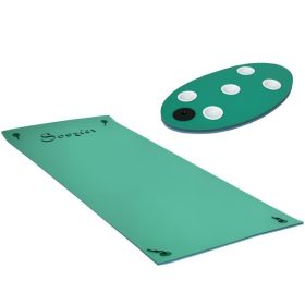 12' x 5' Lily Pad Floating Mat with Cup Holder Table, 3-Layer Portable Roll-Up Water Mat Float Dock for 2-3 People, on Lake, River, Beach, Swimmi (Option: Green-1540x420x420 mm)